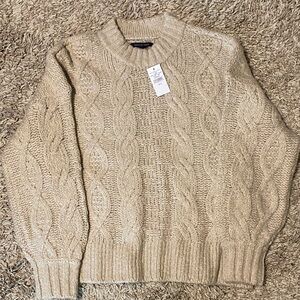 American Eagle Outfitters Beige Cable Knit Sweater